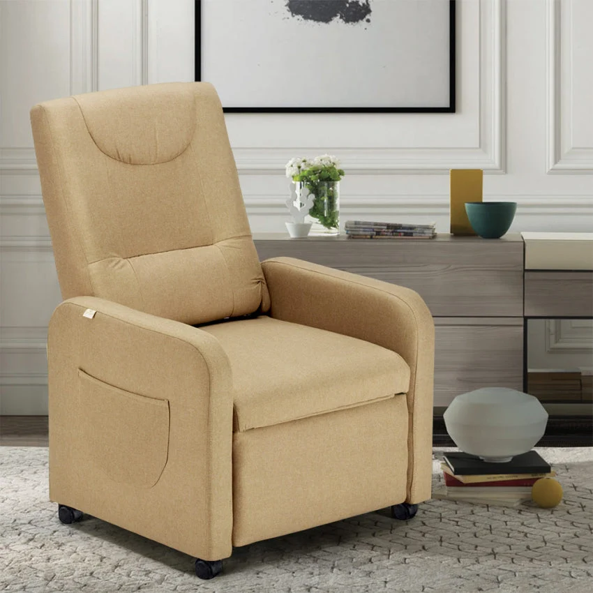 Poltrona Relax Reclinabile Manuale 62x71x100 cm Tessuto Beige