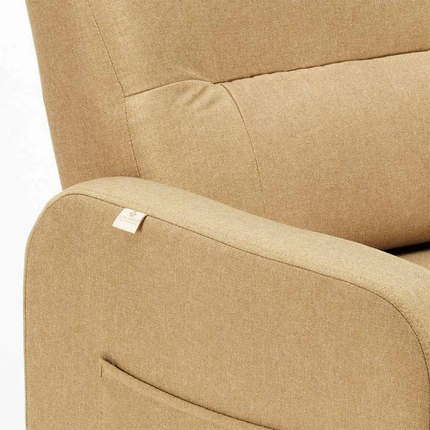 Poltrona Relax Reclinabile Manuale 62x71x100 cm Tessuto Beige