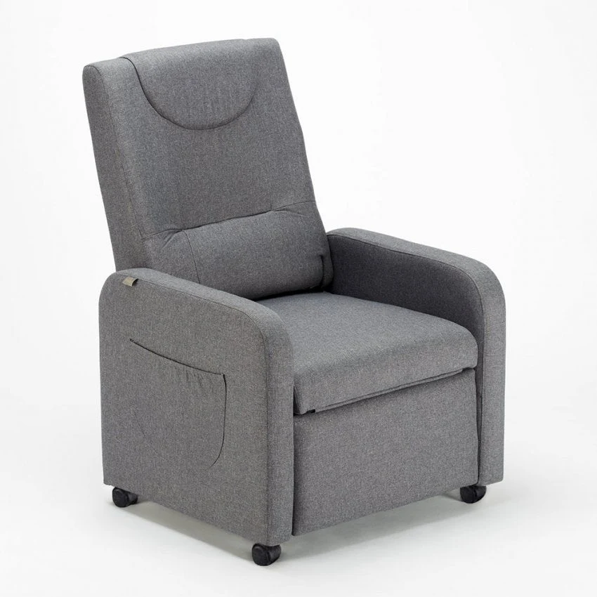 Poltrona Relax Reclinabile Manuale 62x71x100 cm Tessuto Grigio Scuro
