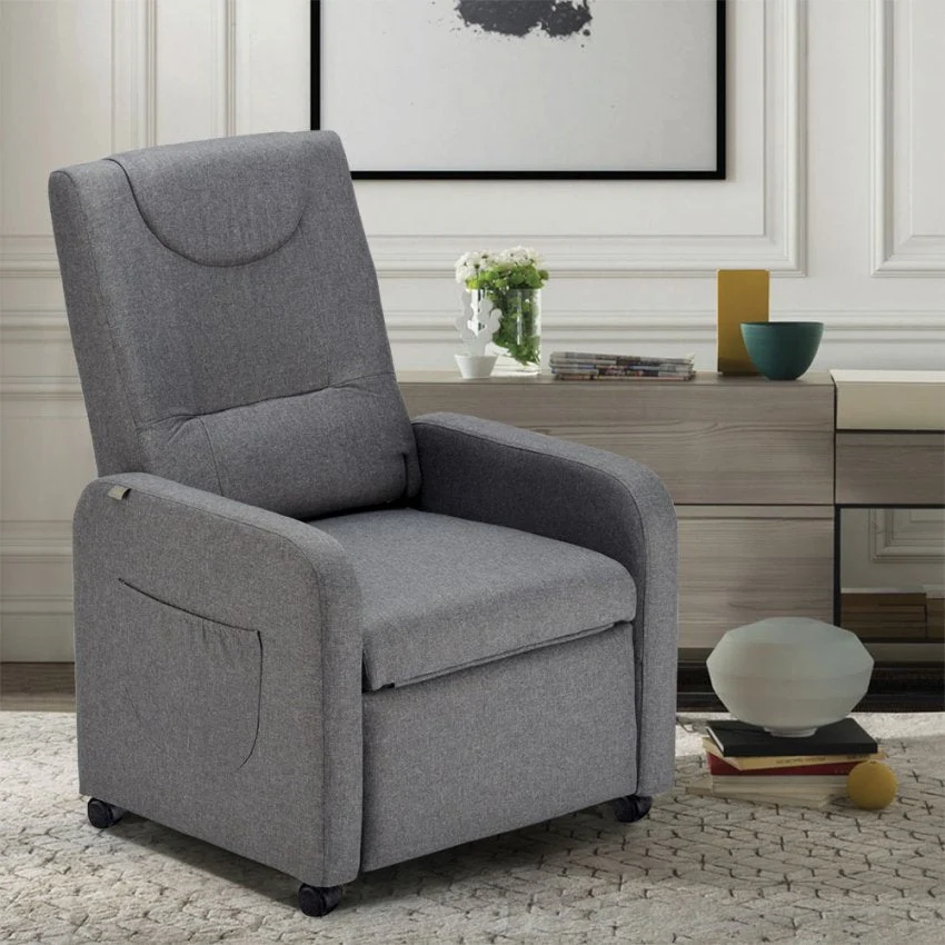 Poltrona Relax Reclinabile Manuale 62x71x100 cm Tessuto Grigio Scuro