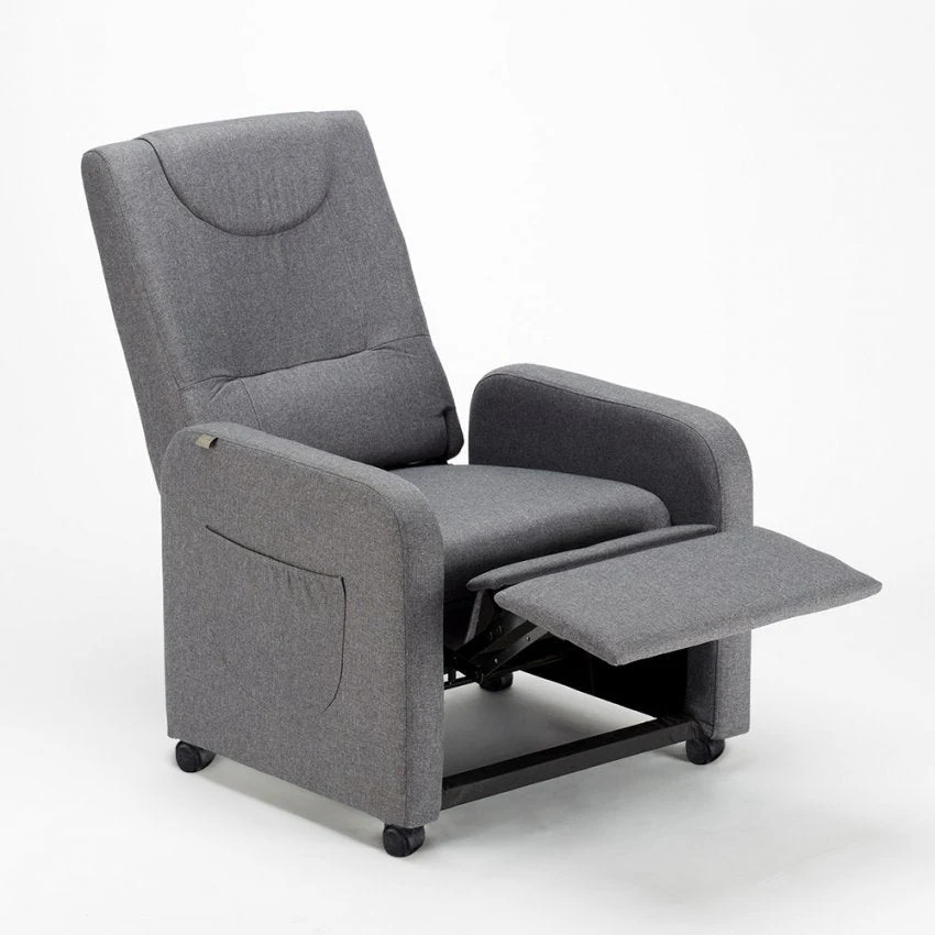 Poltrona Relax Reclinabile Manuale 62x71x100 cm Tessuto Grigio Scuro