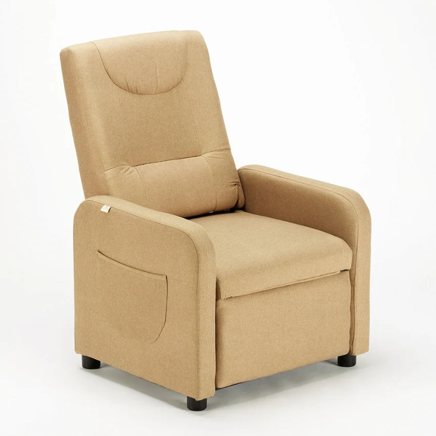 Poltrona Relax Reclinabile Manuale 62x71x100 cm Tessuto Beige