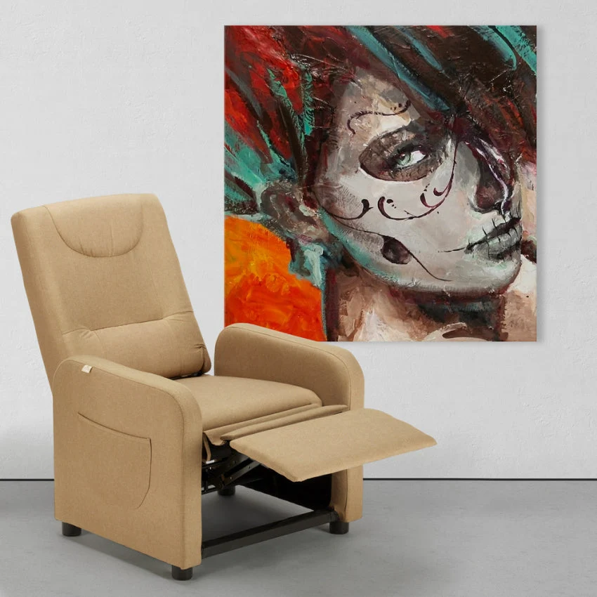Poltrona Relax Reclinabile Manuale 62x71x100 cm Tessuto Beige