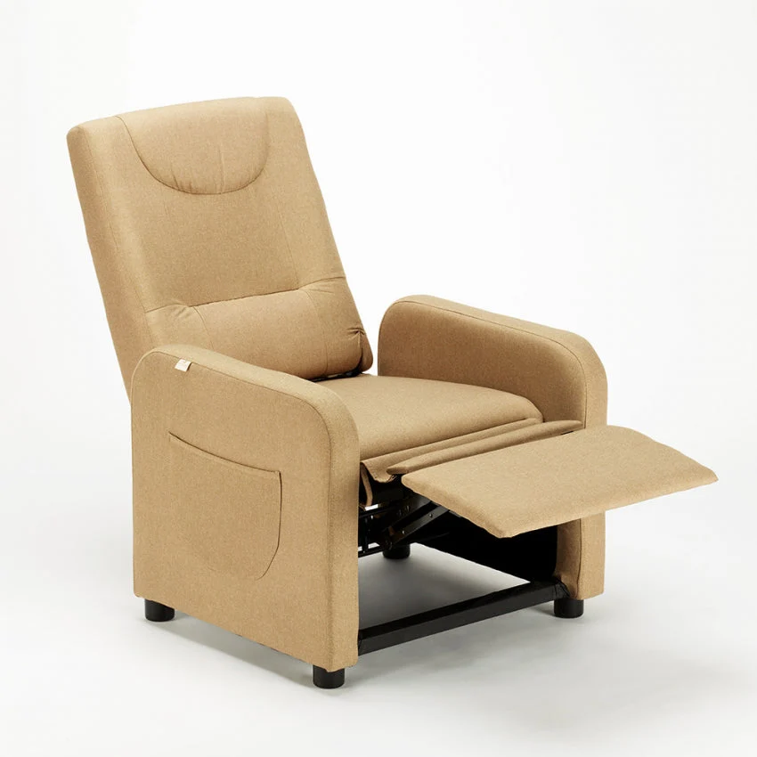 Poltrona Relax Reclinabile Manuale 62x71x100 cm Tessuto Beige