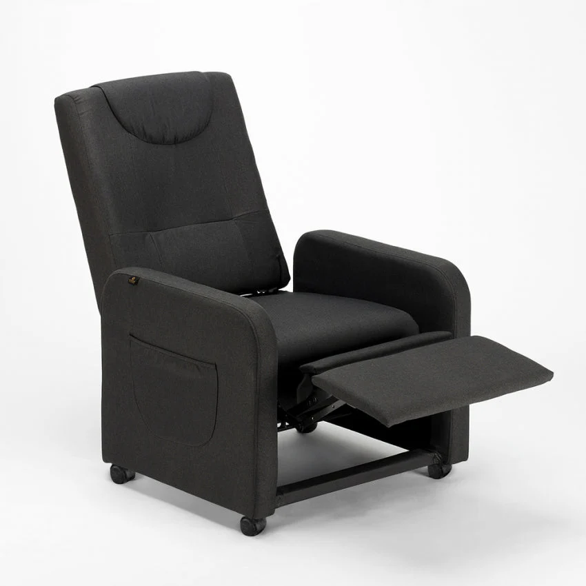Poltrona Relax Reclinabile Manuale 62x71x100 cm Tessuto Nero