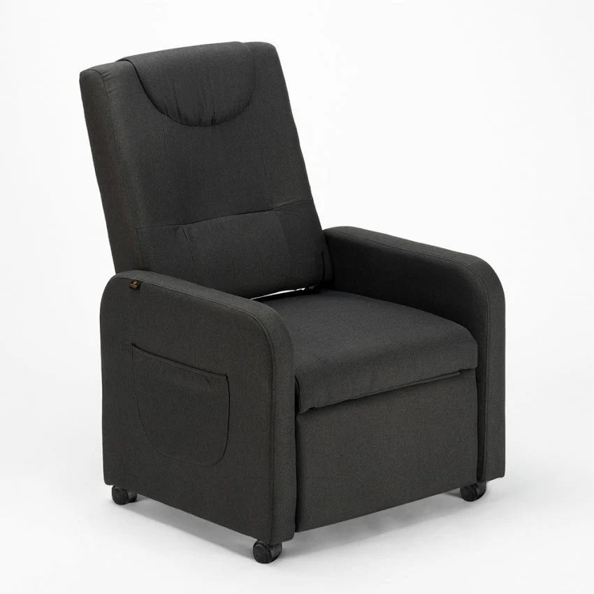 Poltrona Relax Reclinabile Manuale 62x71x100 cm Tessuto Nero
