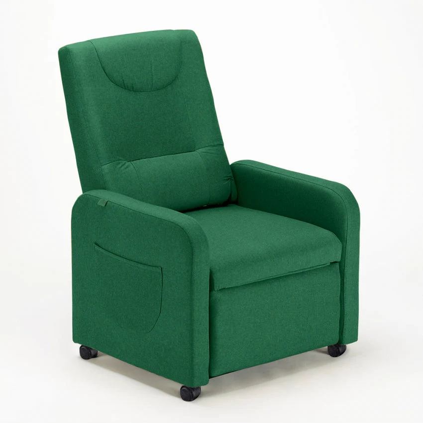 Poltrona Relax Reclinabile Manuale 62x71x100 cm Tessuto Verde