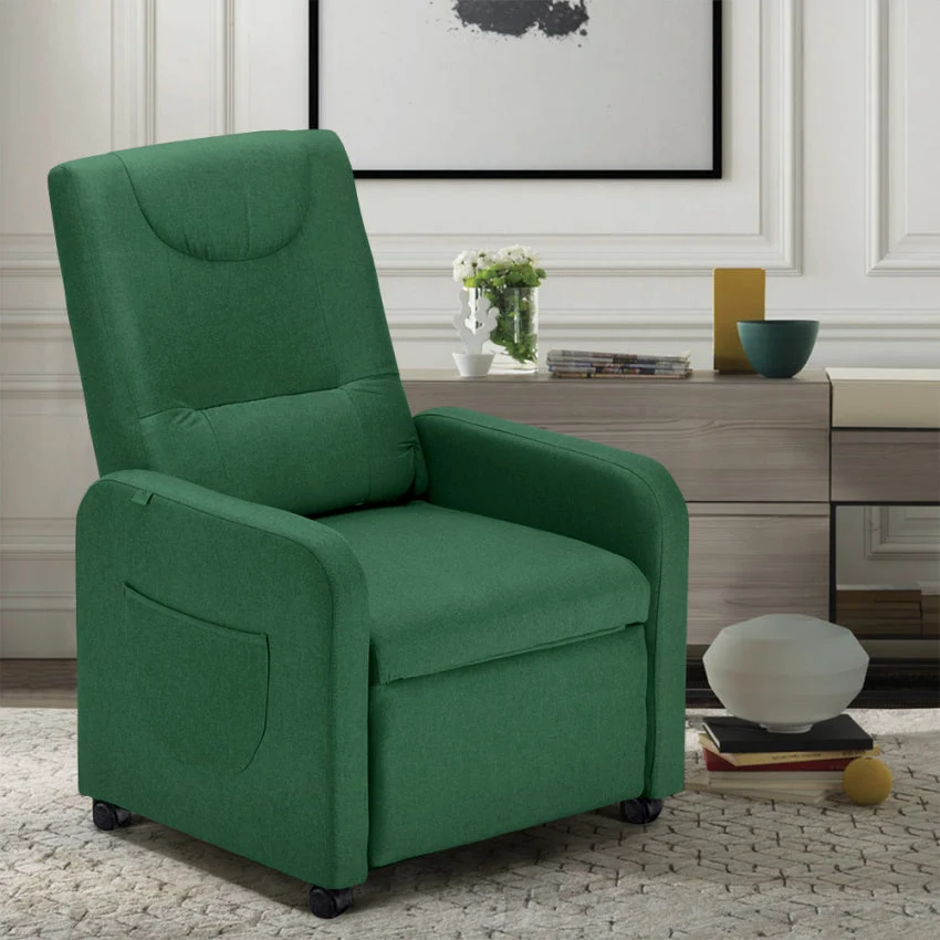 Poltrona Relax Reclinabile Manuale 62x71x100 cm Tessuto Verde