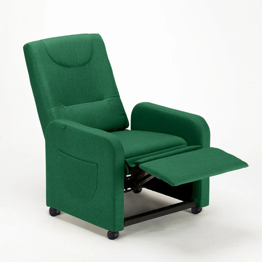 Poltrona Relax Reclinabile Manuale 62x71x100 cm Tessuto Verde