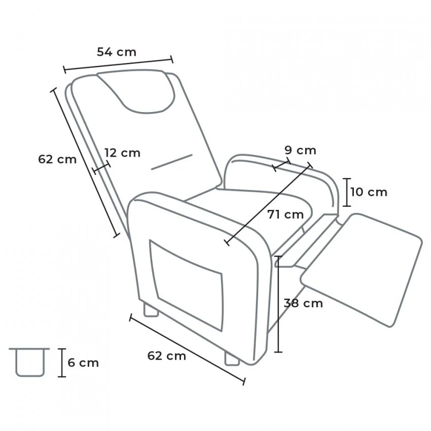 Poltrona Relax Reclinabile Manuale 62x71x100 cm Tessuto Marrone