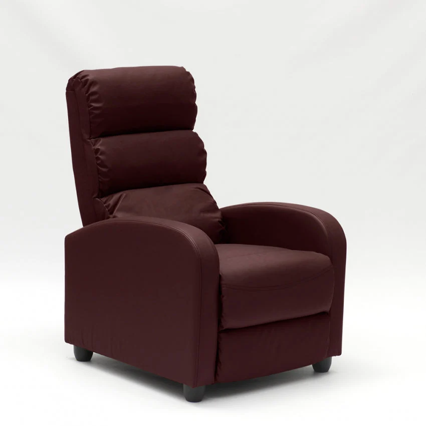 Poltrona Relax Reclinabile Manuale 69x91x102 cm Similpelle Bordeaux