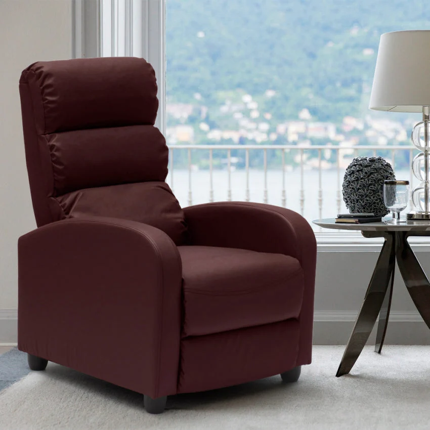 Poltrona Relax Reclinabile Manuale 69x91x102 cm Similpelle Bordeaux