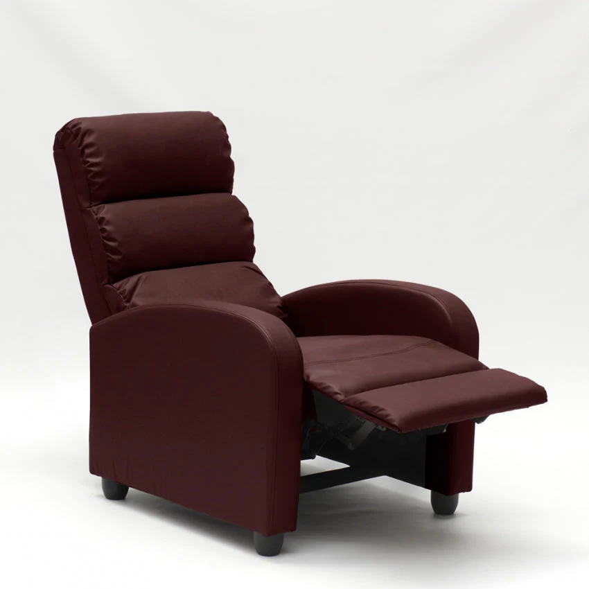 Poltrona Relax Reclinabile Manuale 69x91x102 cm Similpelle Bordeaux