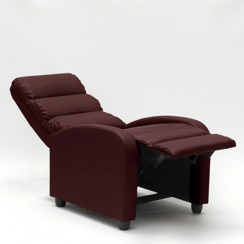 Poltrona Relax Reclinabile Manuale 69x91x102 cm Similpelle Bordeaux