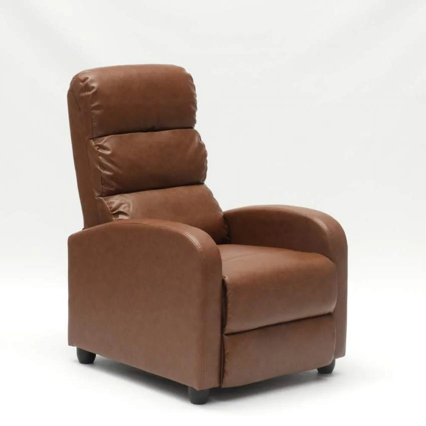Poltrona Relax Reclinabile Manuale 69x91x102 cm Similpelle Marrone