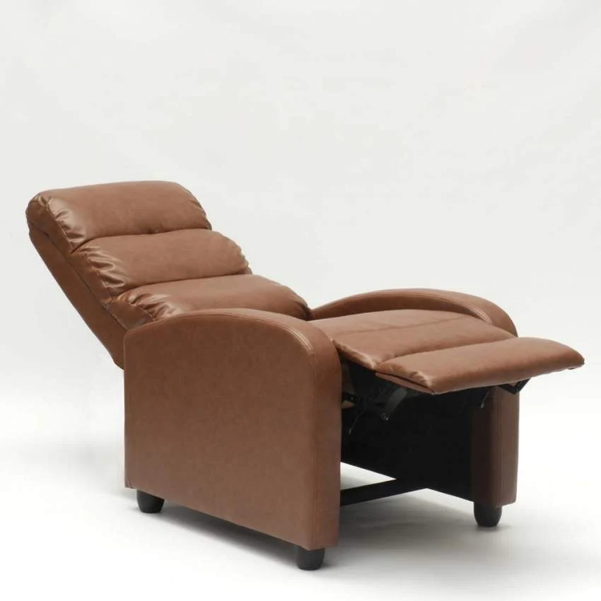 Poltrona Relax Reclinabile Manuale 69x91x102 cm Similpelle Marrone
