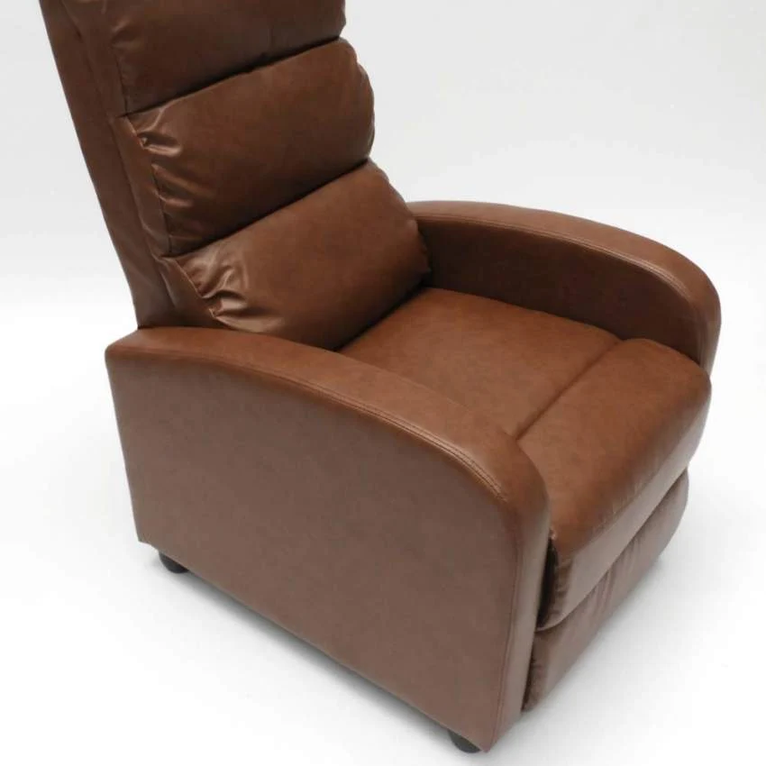 Poltrona Relax Reclinabile Manuale 69x91x102 cm Similpelle Marrone
