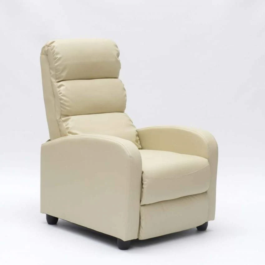 Poltrona Relax Reclinabile Manuale 69x91x102 cm Similpelle Beige
