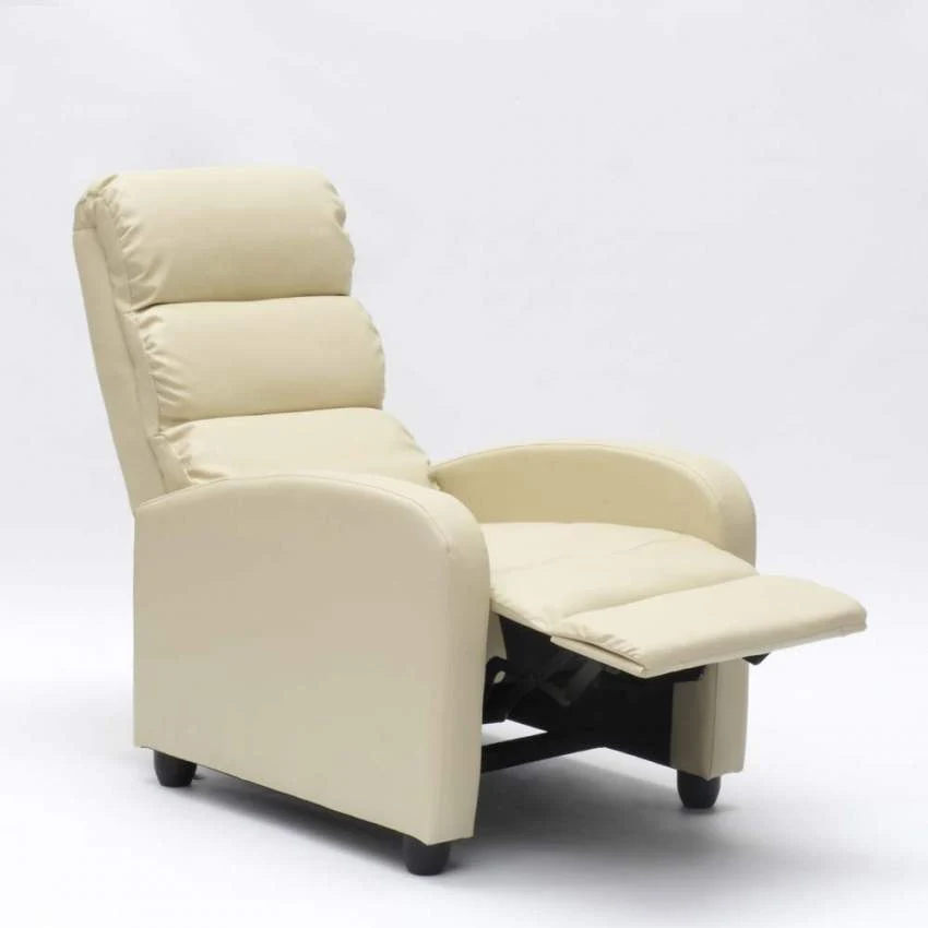 Poltrona Relax Reclinabile Manuale 69x91x102 cm Similpelle Beige