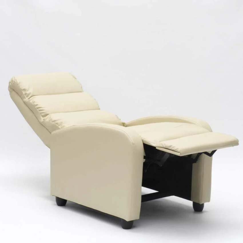 Poltrona Relax Reclinabile Manuale 69x91x102 cm Similpelle Beige