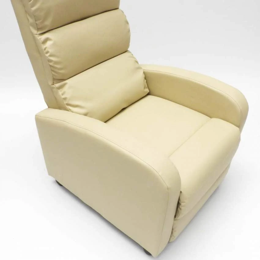 Poltrona Relax Reclinabile Manuale 69x91x102 cm Similpelle Beige