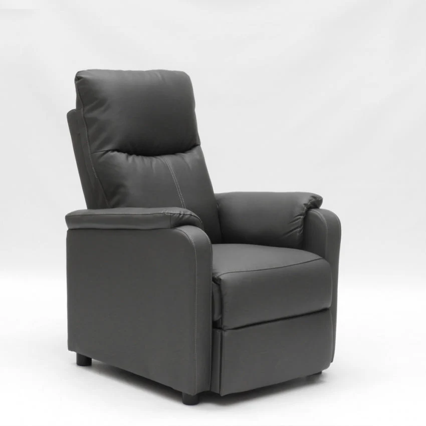 Poltrona Relax Reclinabile Manuale 75x95x103 cm Similpelle Grigio