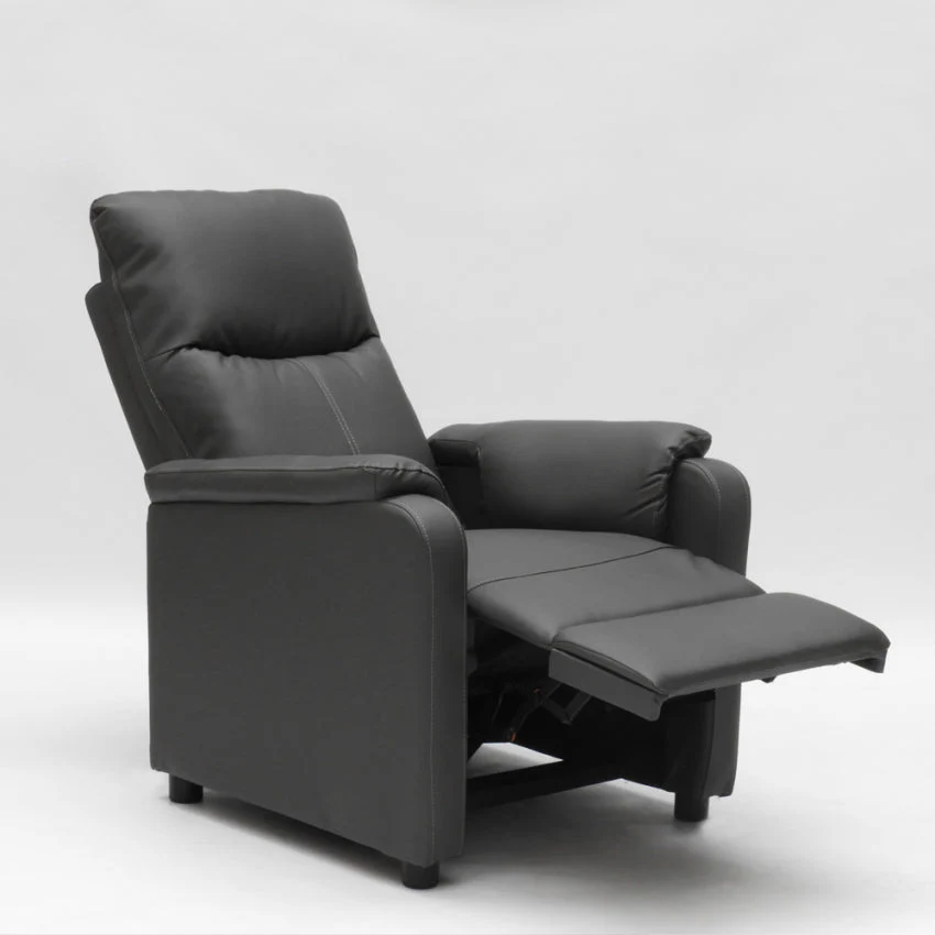 Poltrona Relax Reclinabile Manuale 75x95x103 cm Similpelle Grigio