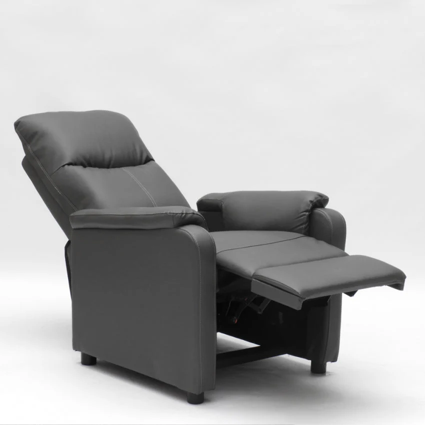 Poltrona Relax Reclinabile Manuale 75x95x103 cm Similpelle Grigio