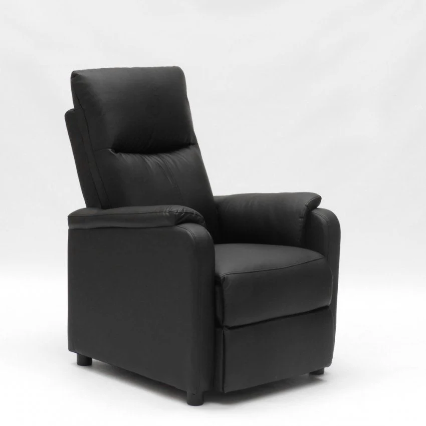 Poltrona Relax Reclinabile Manuale 75x95x103 cm Similpelle Nero