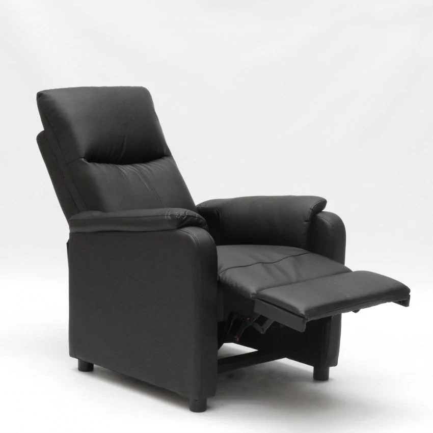 Poltrona Relax Reclinabile Manuale 75x95x103 cm Similpelle Nero