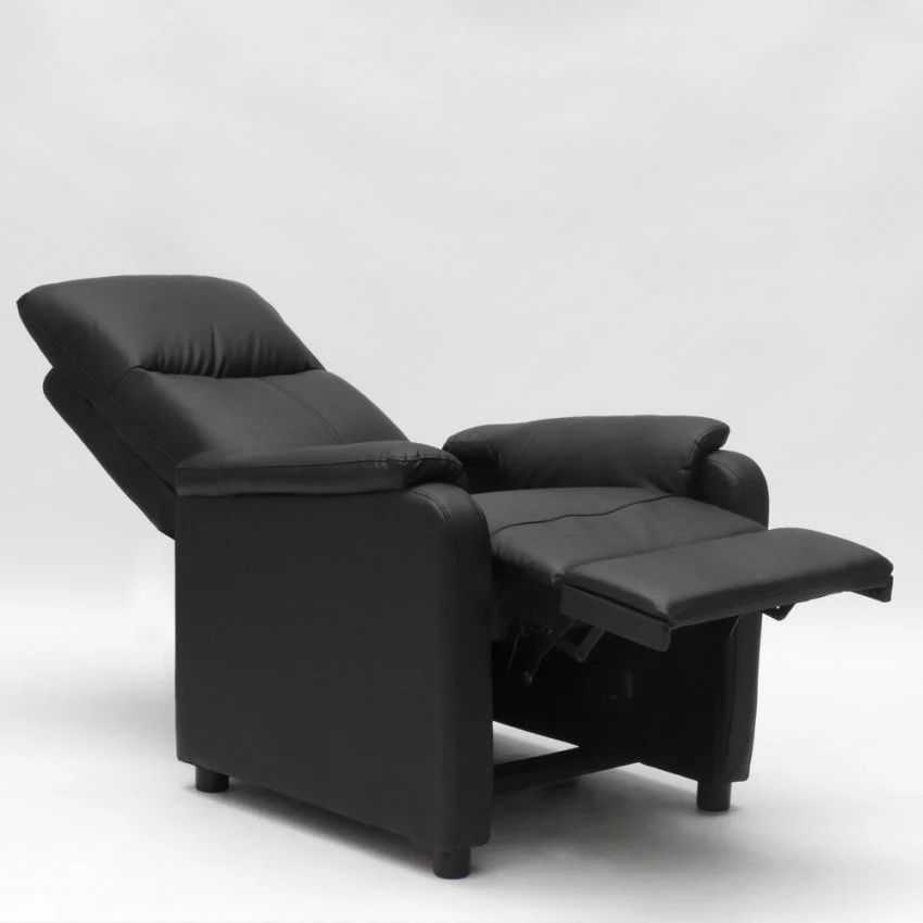Poltrona Relax Reclinabile Manuale 75x95x103 cm Similpelle Nero
