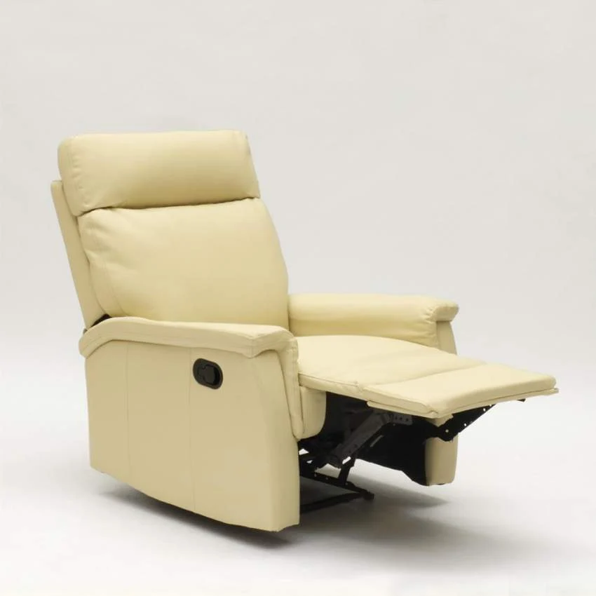 Poltrona Relax Reclinabile Manuale 80x94x102 cm Similpelle Beige