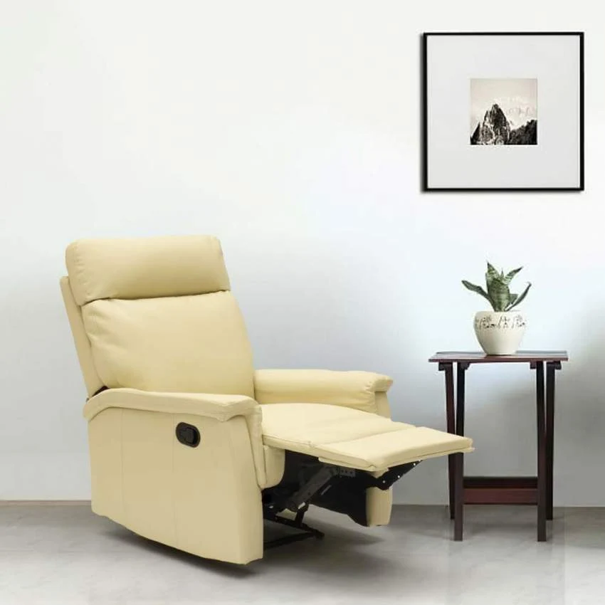 Poltrona Relax Reclinabile Manuale 80x94x102 cm Similpelle Beige