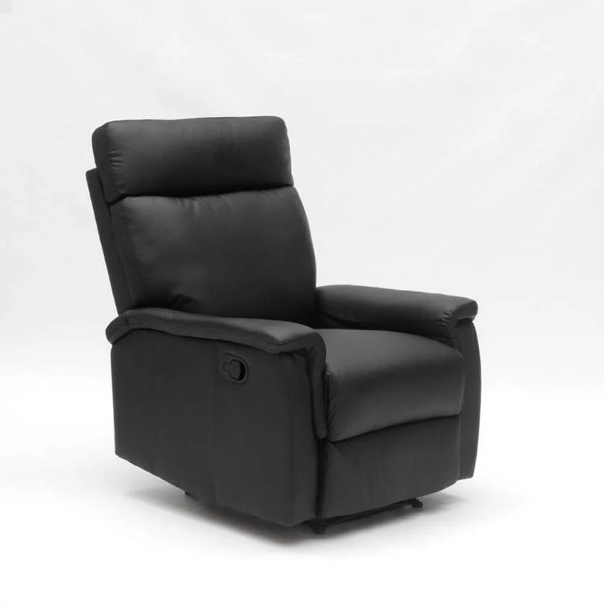Poltrona Relax Reclinabile Manuale 80x94x102 cm Similpelle Nero