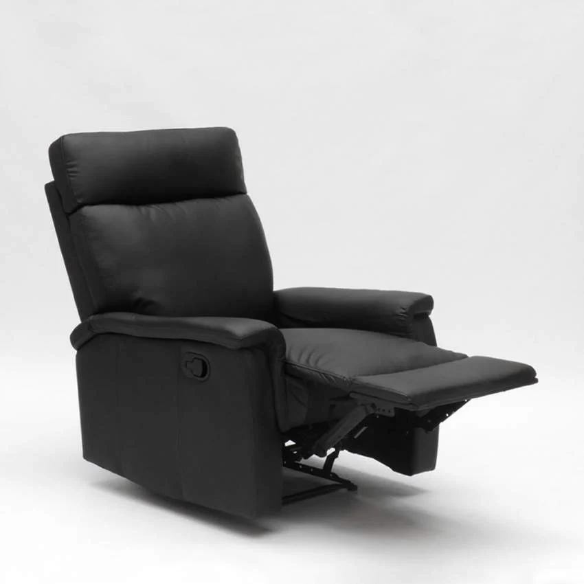 Poltrona Relax Reclinabile Manuale 80x94x102 cm Similpelle Nero