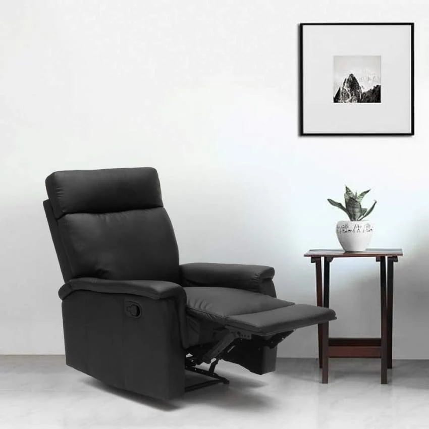 Poltrona Relax Reclinabile Manuale 80x94x102 cm Similpelle Nero