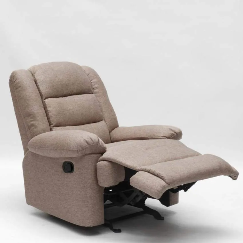 Poltrona Relax Reclinabile Manuale 89x100x100 cm Tessuto Beige