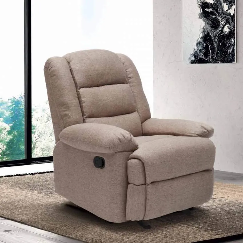 Poltrona Relax Reclinabile Manuale 89x100x100 cm Tessuto Beige