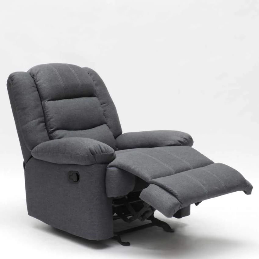 Poltrona Relax Reclinabile Manuale 89x100x100 cm Tessuto Grigio