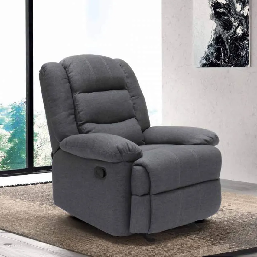 Poltrona Relax Reclinabile Manuale 89x100x100 cm Tessuto Grigio