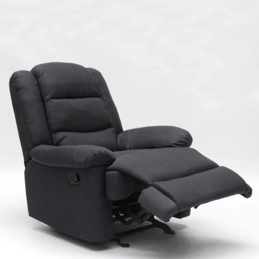 Poltrona Relax Reclinabile Manuale 89x100x100 cm Tessuto Nero