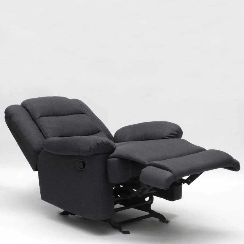 Poltrona Relax Reclinabile Manuale 89x100x100 cm Tessuto Nero