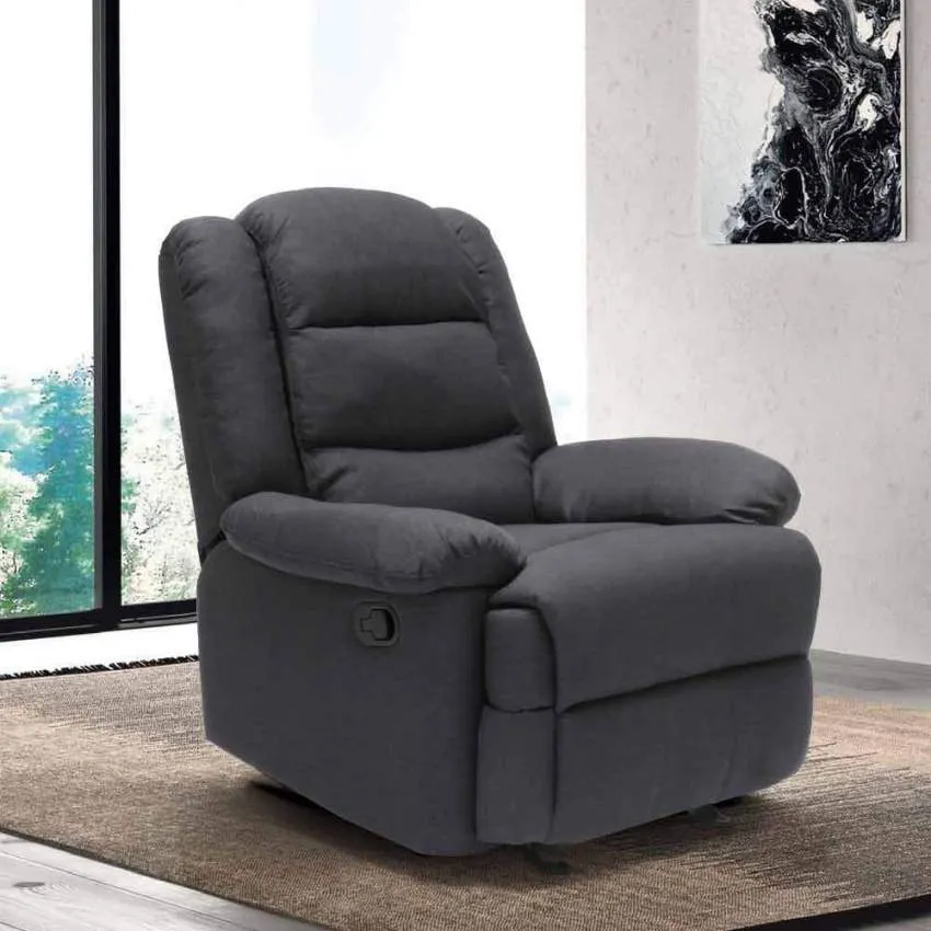 Poltrona Relax Reclinabile Manuale 89x100x100 cm Tessuto Nero