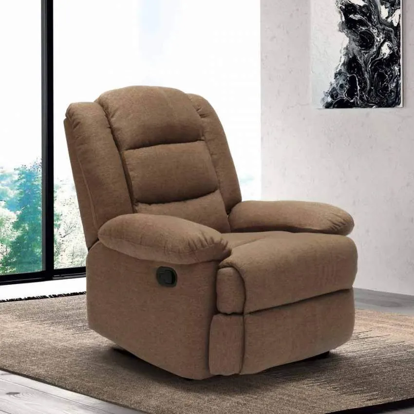 Poltrona Relax Reclinabile Manuale 89x100x100 cm Tessuto Marrone