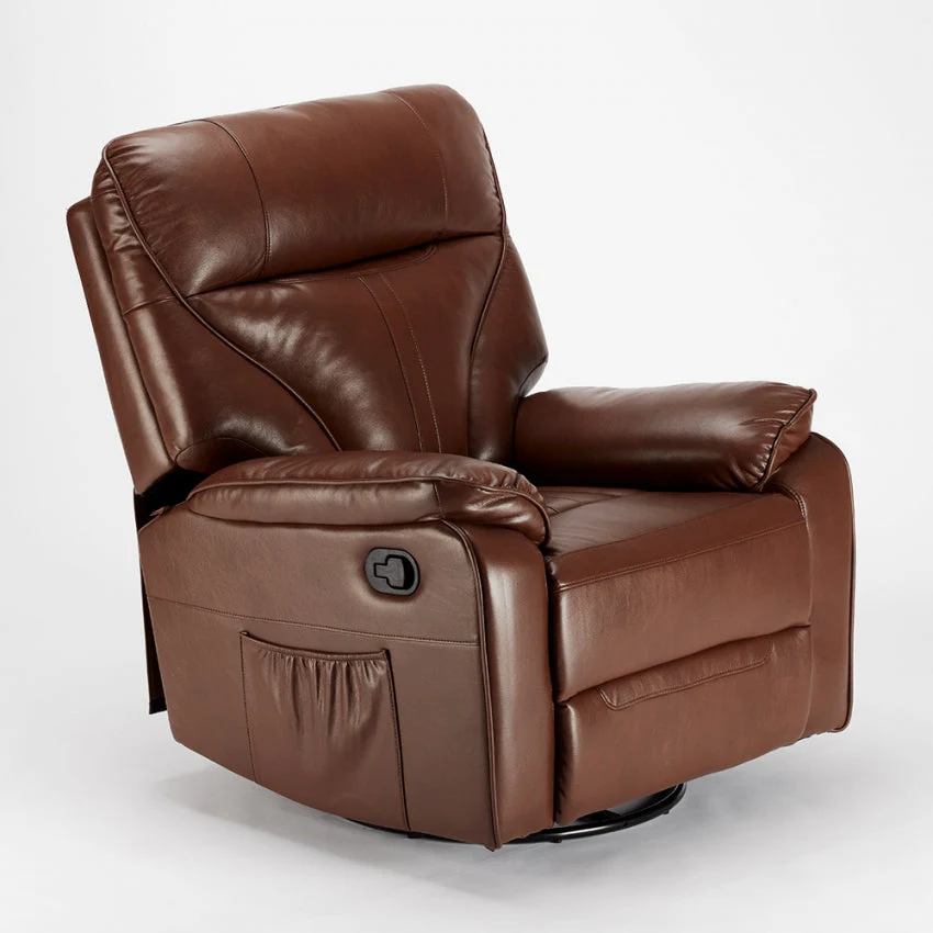 Poltrona Relax Reclinabile Manuale 90x74x130 cm Similpelle Marrone