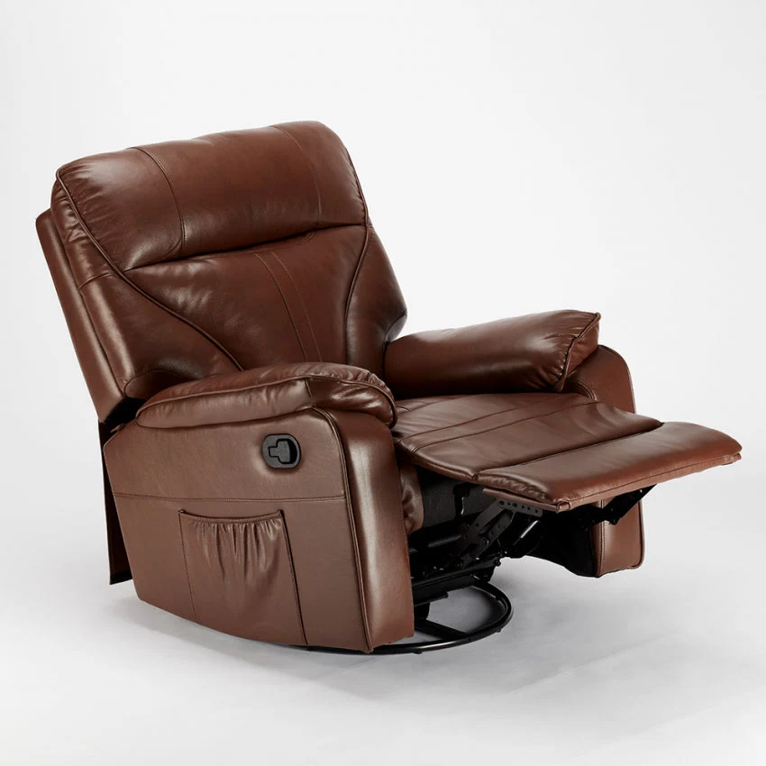 Poltrona Relax Reclinabile Manuale 90x74x130 cm Similpelle Marrone