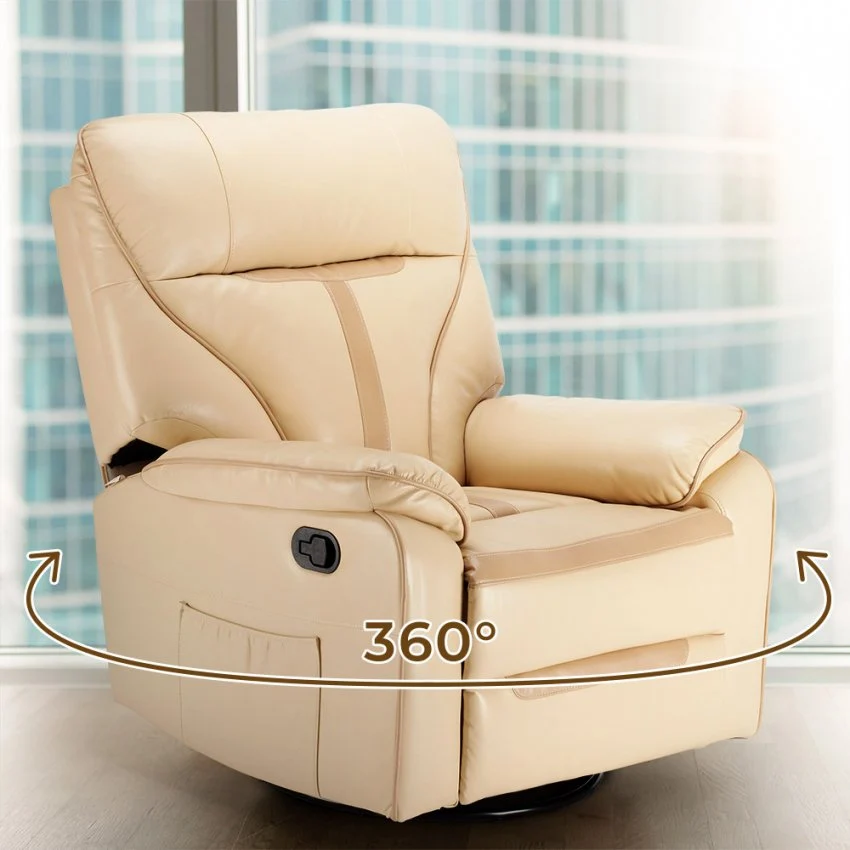 Poltrona Relax Reclinabile Manuale 90x74x130 cm Similpelle Beige