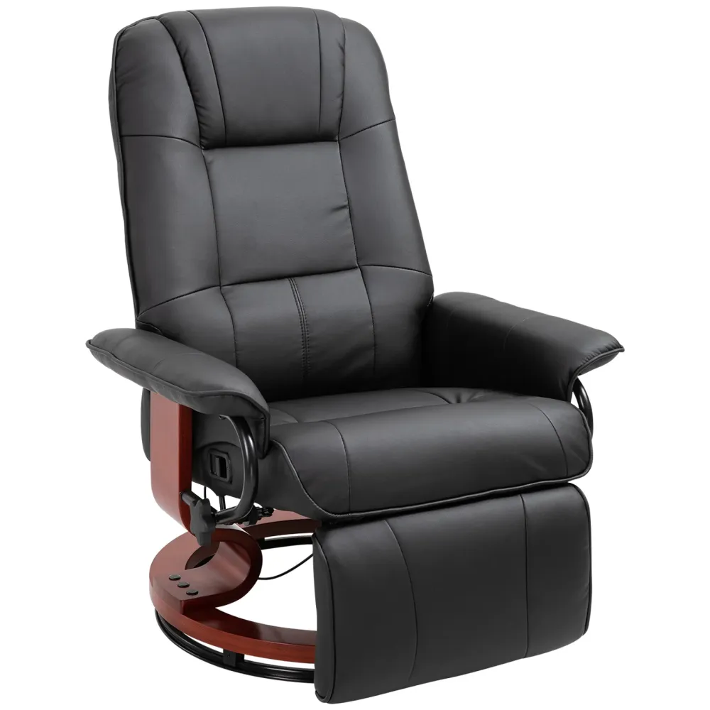 Poltrona Relax Reclinabile Manualmente fino 145° con Poggiapiedi e Rivestimento Finta Pelle Nero