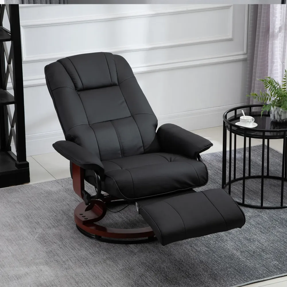 Poltrona Relax Reclinabile Manualmente fino 145° con Poggiapiedi e Rivestimento Finta Pelle Nero