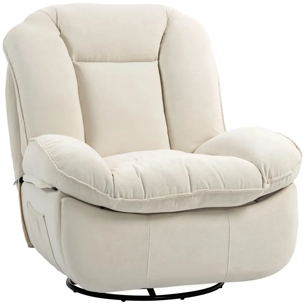 Poltrona relax regolabile bianco crema, 104x100x102cm
